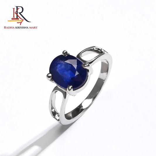 Blue Sapphire ( Neelam ) Ring - 925 Silver