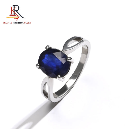 Blue Sapphire ( Neelam ) Ring - 925 Silver