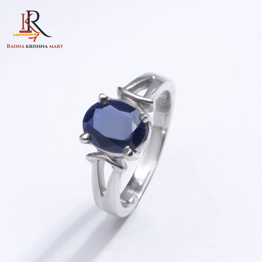Blue Sapphire ( Neelam ) Ring - 925 Silver