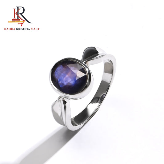 Blue Sapphire ( Neelam ) Ring - 925 Silver