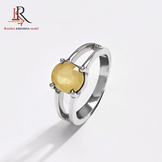 Yellow Sapphire (Pukhraj) Ring - 925 Silver