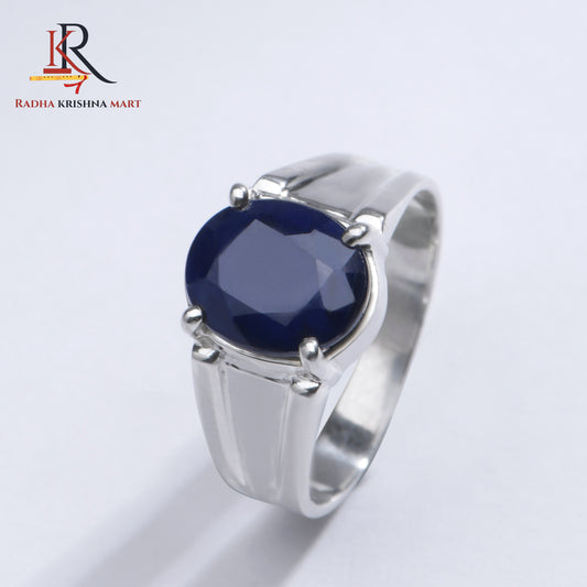 Blue Sapphire ( Neelam ) Ring - 925 Silver