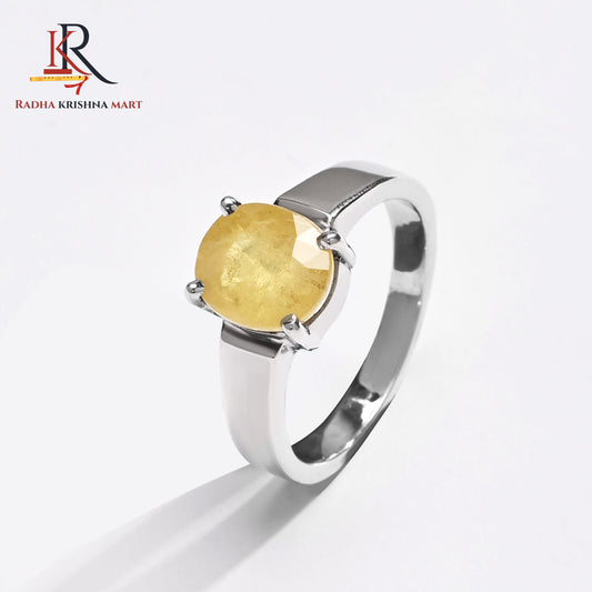 Yellow Sapphire (Pukhraj) Ring - 925 Silver