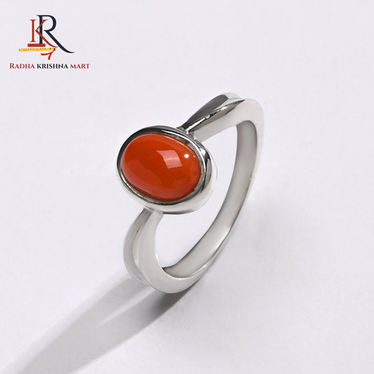 Red Coral (Moonga) Ring - 925 Silver