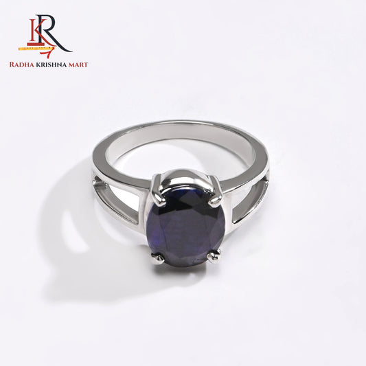 Blue Sapphire ( Neelam ) Ring - 925 Silver