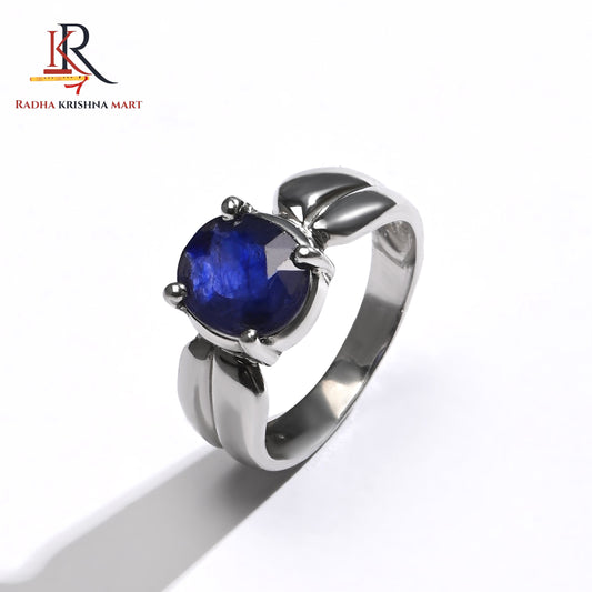 Blue Sapphire ( Neelam ) Ring - 925 Silver