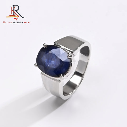 Blue Sapphire ( Neelam ) Ring - 925 Silver