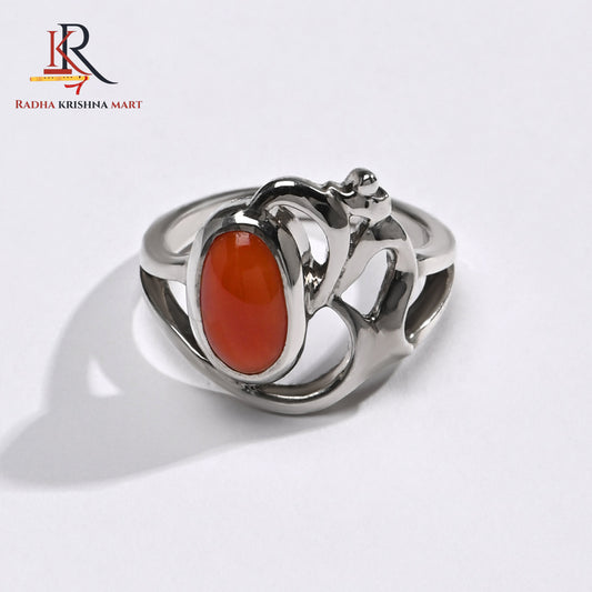 Red Coral (Moonga) Ring - 925 Silver