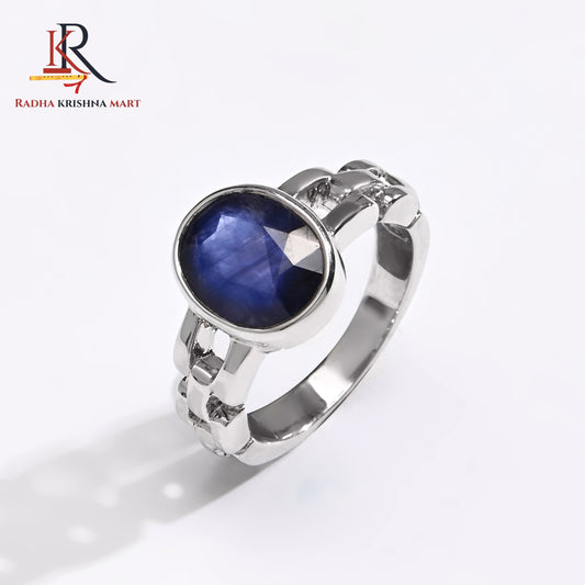 Blue Sapphire ( Neelam ) Ring - 925 Silver
