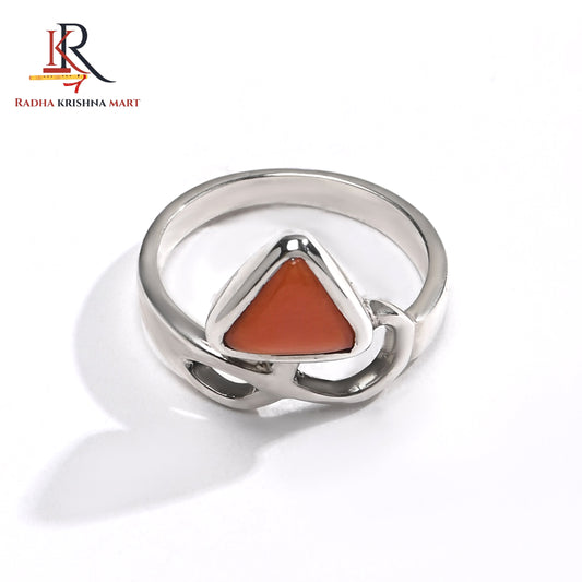 Red Coral (Moonga) Ring - 925 Silver