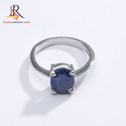 Blue Sapphire ( Neelam ) Ring - 925 Silver