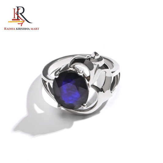 Blue Sapphire ( Neelam ) Ring - 925 Silver