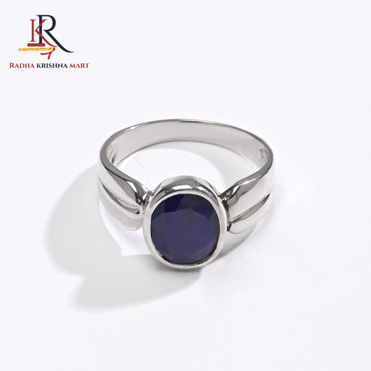 Blue Sapphire ( Neelam ) Ring - 925 Silver
