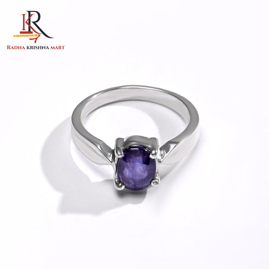 Blue Sapphire ( Neelam ) Ring - 925 Silver