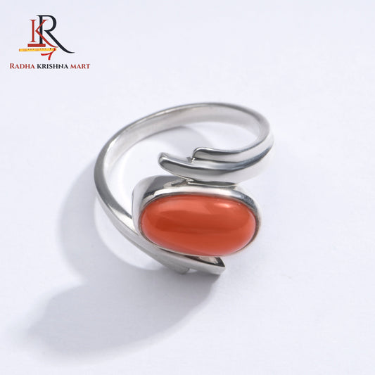 Red Coral (Moonga) Ring - 925 Silver