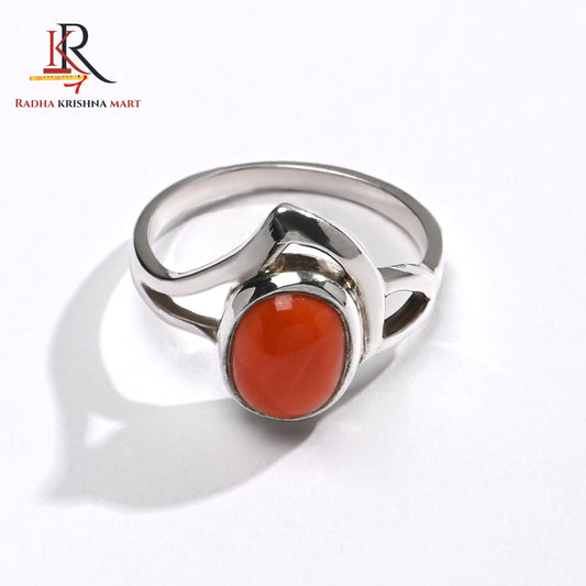 Red Coral (Moonga) Ring - 925 Silver