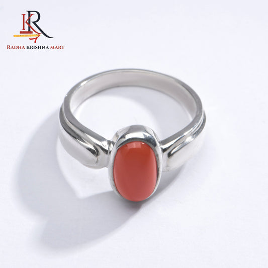 Red Coral (Moonga) Ring - 925 Silver