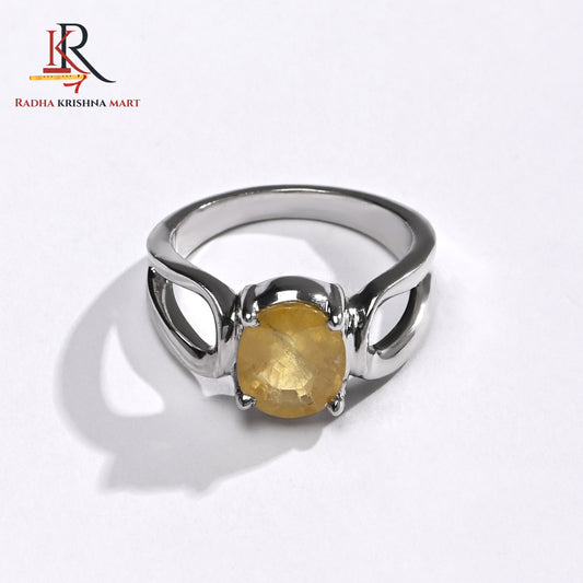 Yellow Sapphire (Pukhraj) Ring - 925 Silver