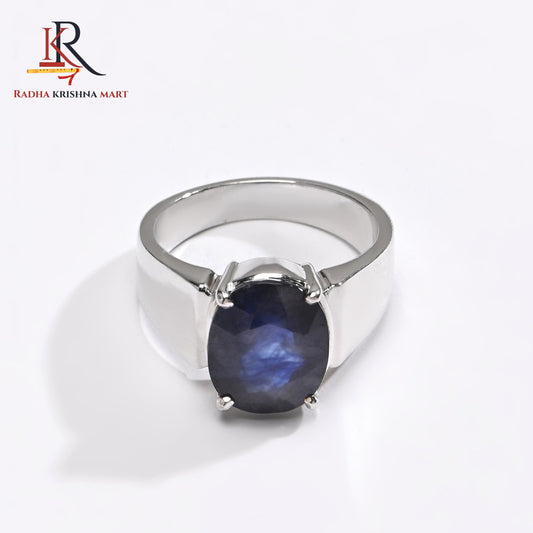 Blue Sapphire ( Neelam ) Ring - 925 Silver