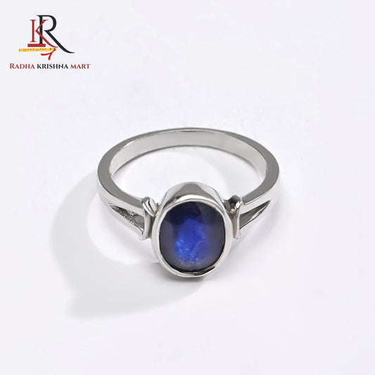 Blue Sapphire ( Neelam ) Ring - 925 Silver