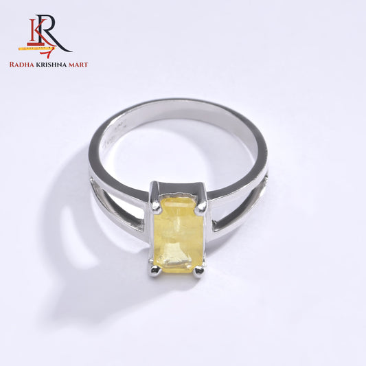 Yellow Sapphire (Pukhraj) Ring - 925 Silver