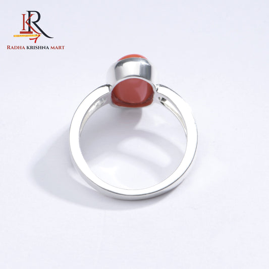 Red Coral (Moonga) Ring - 925 Silver