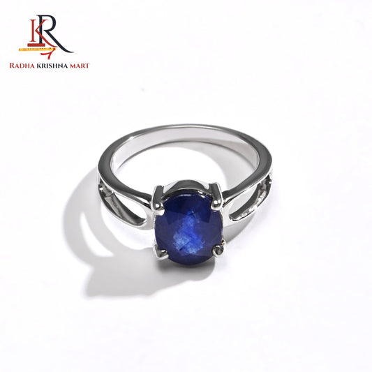 Blue Sapphire ( Neelam ) Ring - 925 Silver