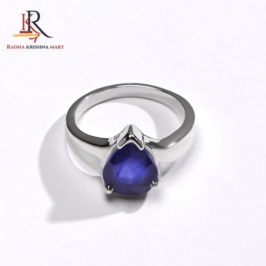 Blue Sapphire ( Neelam ) Ring - 925 Silver