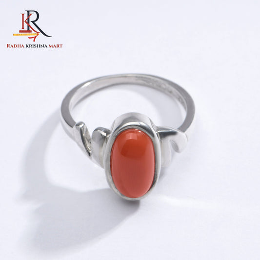 Red Coral (Moonga) Ring - 925 Silver