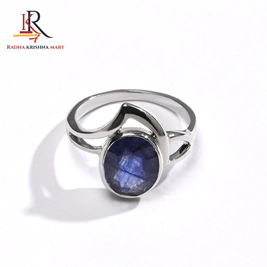 Blue Sapphire ( Neelam ) Ring - 925 Silver