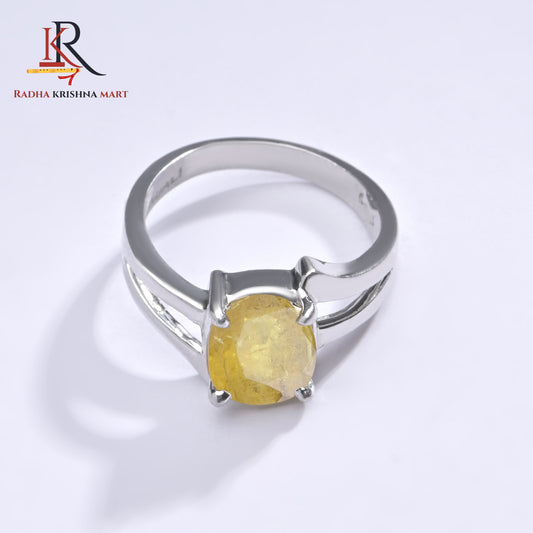 Yellow Sapphire (Pukhraj) Ring - 925 Silver