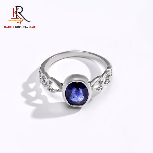 Blue Sapphire ( Neelam ) Ring - 925 Silver