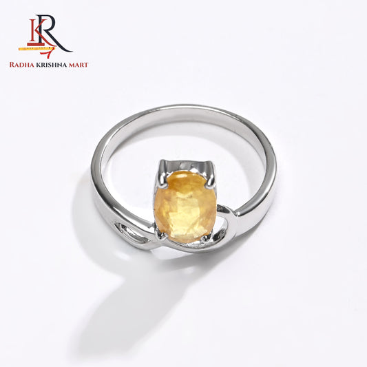 Yellow Sapphire (Pukhraj) Ring - 925 Silver