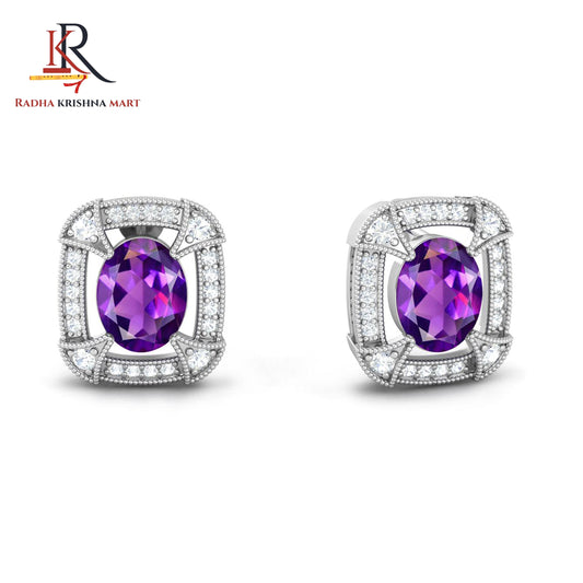 Amethyst Earring - 925 Silver