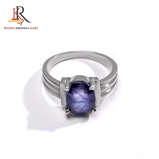 Blue Sapphire ( Neelam ) Ring - 925 Silver