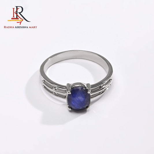 Blue Sapphire ( Neelam ) Ring - 925 Silver