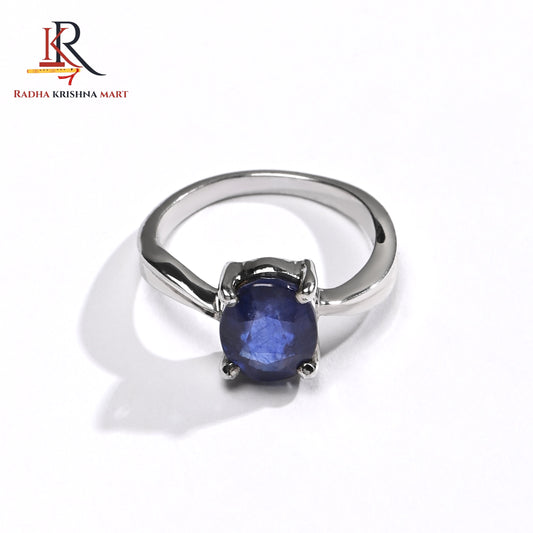 Blue Sapphire ( Neelam ) Ring - 925 Silver