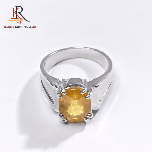 Yellow Sapphire (Pukhraj) Ring - 925 Silver