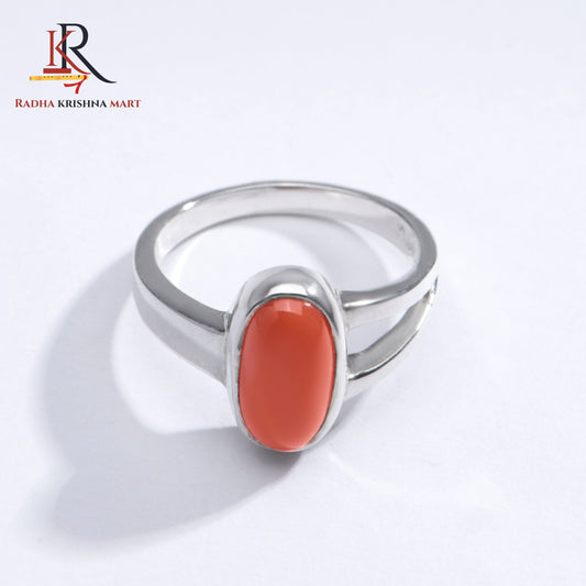 Red Coral (Moonga) Ring - 925 Silver