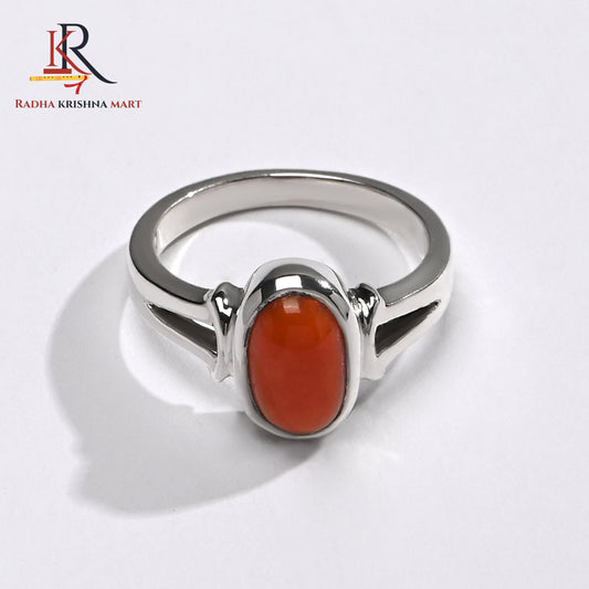 Red Coral (Moonga) Ring - 925 Silver