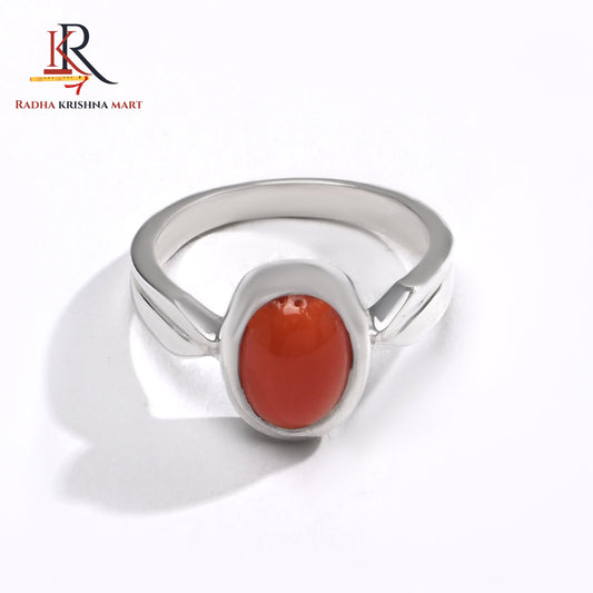 Red Coral (Moonga) Ring - 925 Silver