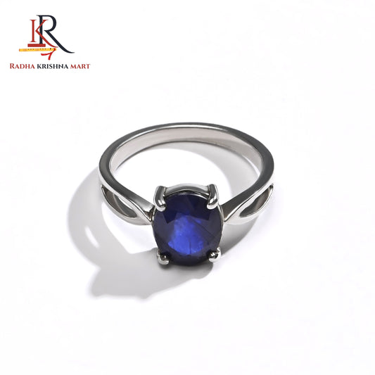 Blue Sapphire ( Neelam ) Ring - 925 Silver