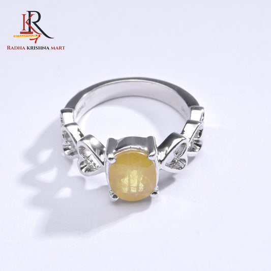 Yellow Sapphire (Pukhraj) Ring - 925 Silver