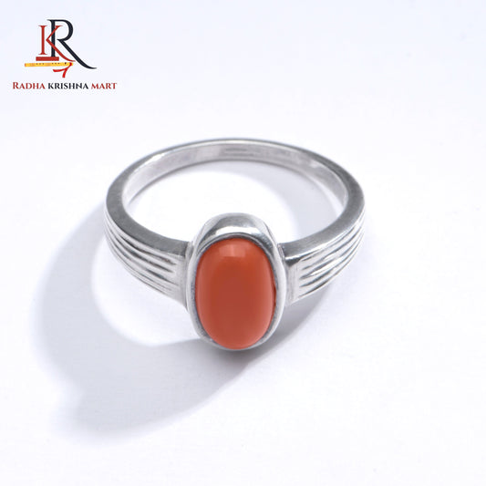 Red Coral (Moonga) Ring - 925 Silver