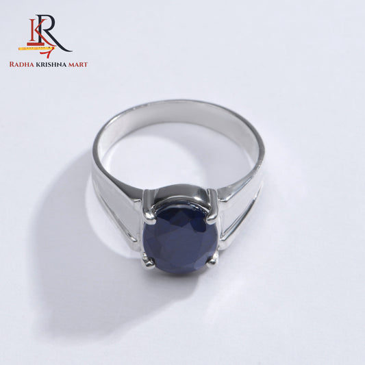 Blue Sapphire ( Neelam ) Ring - 925 Silver