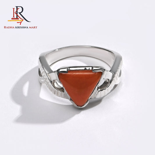 Red Coral (Moonga) Ring - 925 Silver