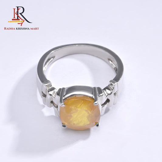 Yellow Sapphire (Pukhraj) Ring - 925 Silver
