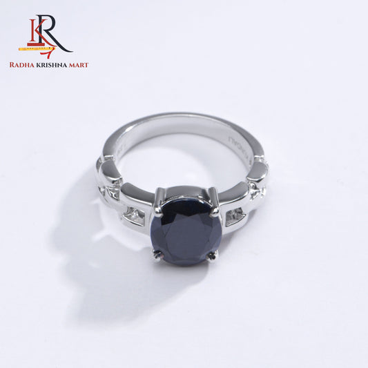 Blue Sapphire ( Neelam ) Ring - 925 Silver