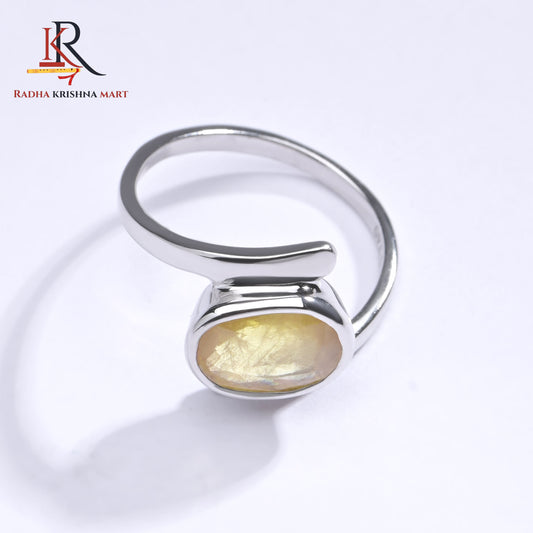 Yellow Sapphire (Pukhraj) Ring - 925 Silver