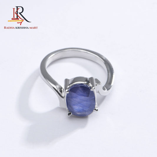 Blue Sapphire ( Neelam ) Ring - 925 Silver